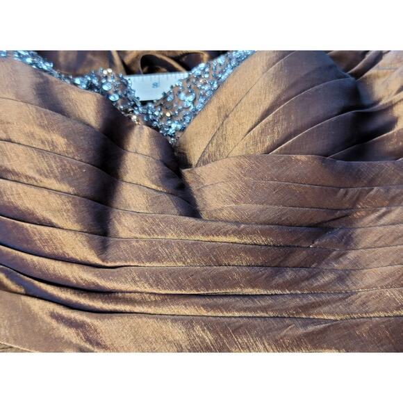 Aspeed Spaghetti Strap Cocktail Dress with Sequin Bead Embellishments Brown XL - Picture 13 of 16
